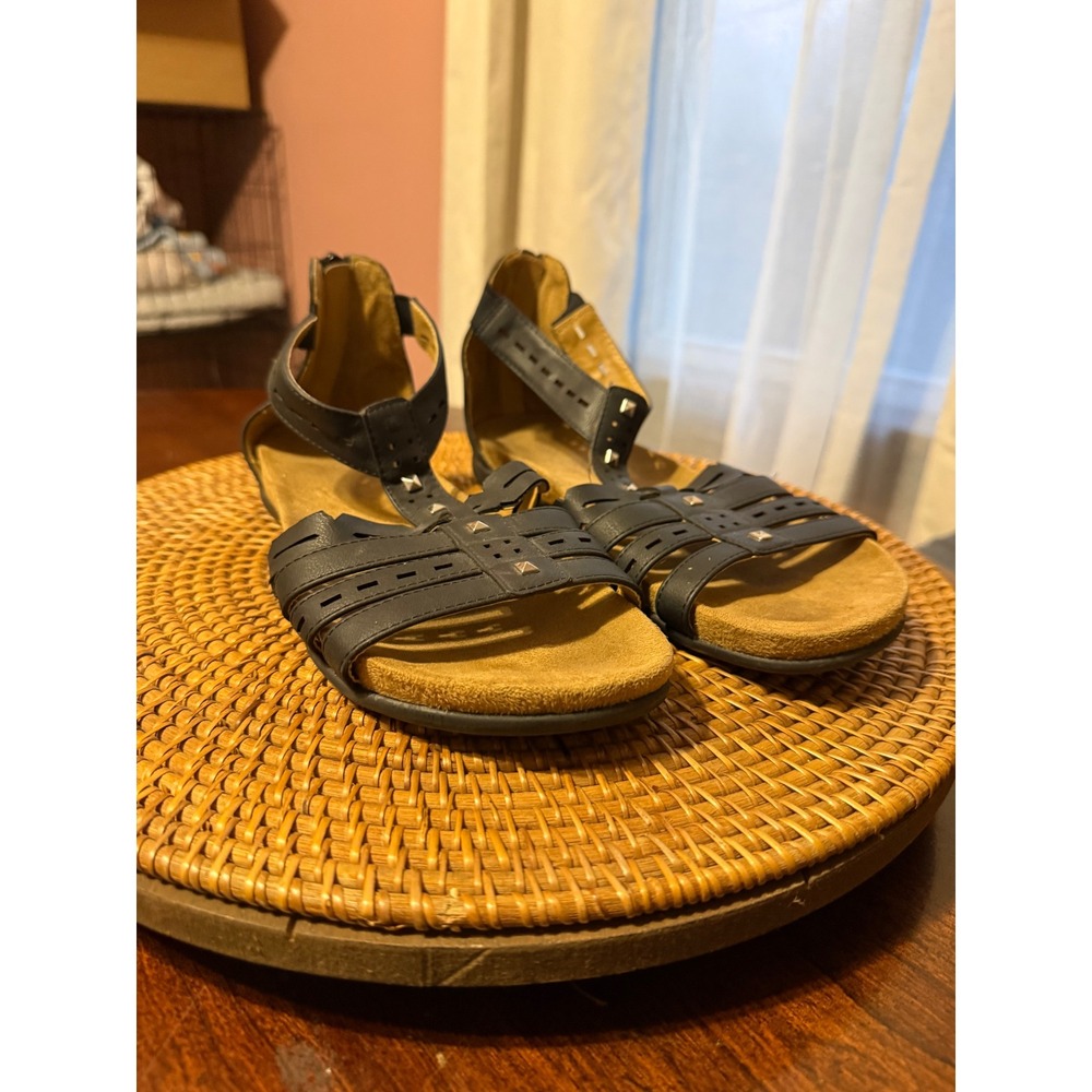 Natural Soul Naturalizer Antigua Black Studded Gladiator Sandals Rear Zip 9M